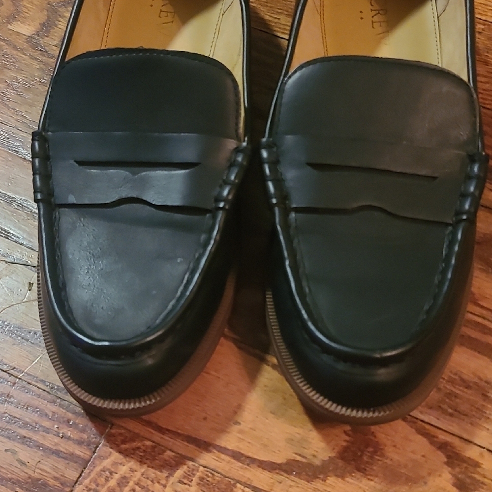 J. Crew Black Leather Moccasin Flats